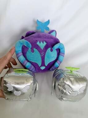 BLOX FRUITS Kitsune Huge Plush with 2 Small Silver Metallic Fruit Box Plush Toys